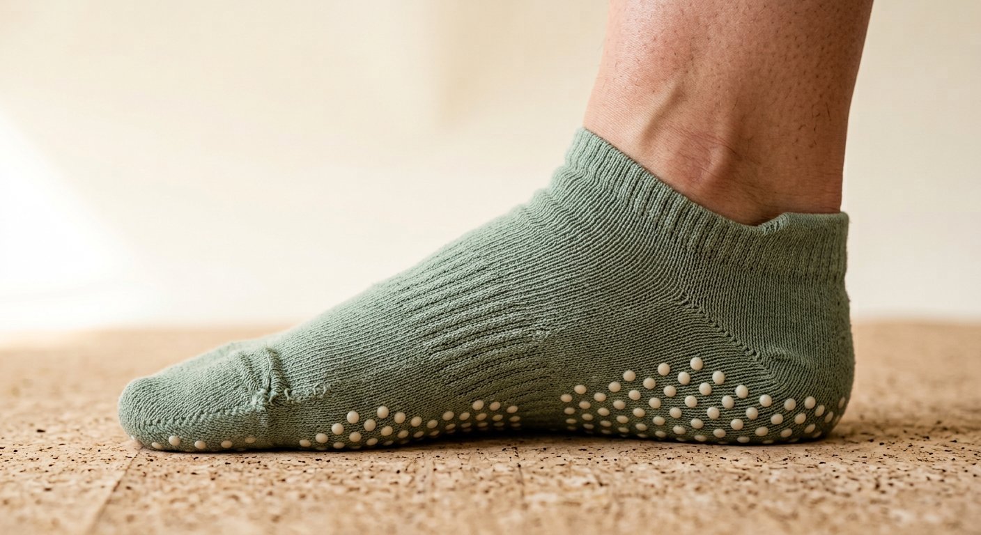 Sculpt Studio Grip Sock in sage, grip dots across the sole, shot for SWOLELIFT