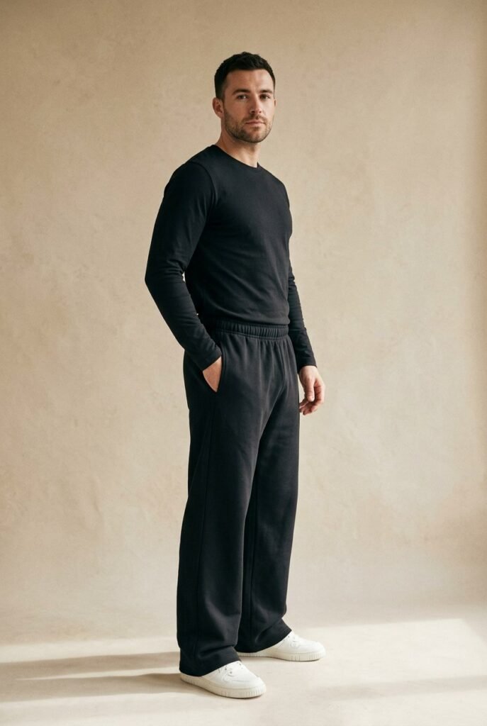 Sculpt Drape Straight Training Pant in black, high waist and straight leg