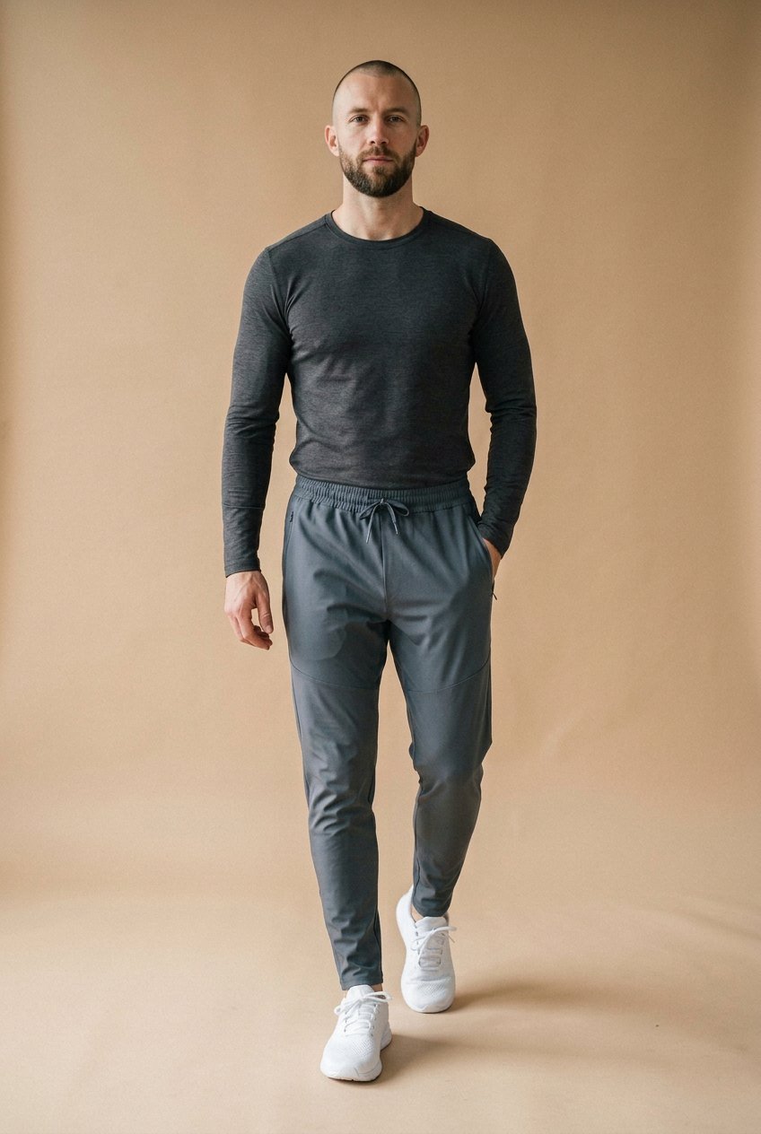 Sculpt Quick-Dry Tapered Pant in steel gray, zip side pockets and tapered ankle