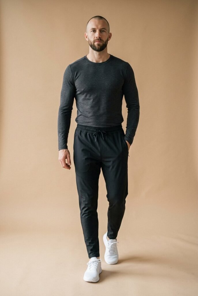 Sculpt Quick-Dry Tapered Pant in black, zip side pockets and tapered ankle