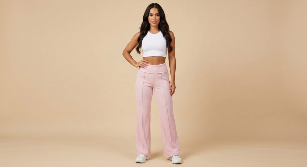 Sculpt Flow Wide-Leg Sweatpants in petal pink, front view, drawcord waist